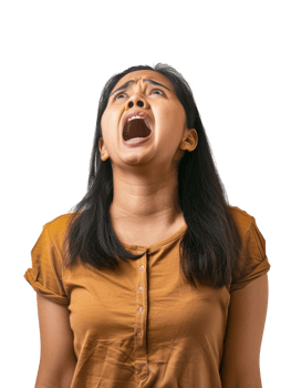 Woman Screaming with Frustration, Expressing Intense Emotion, cut out transparent png