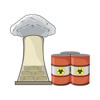 illustration of nuclear power plant with nuclear barrel vector