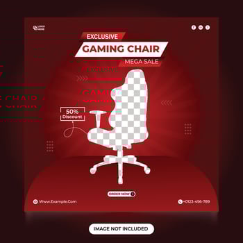 Exclusive Gaming Chair social media post. Special Mega sale social media Instagram post and web banner template. Comfort modern gaming chair sales template. vector