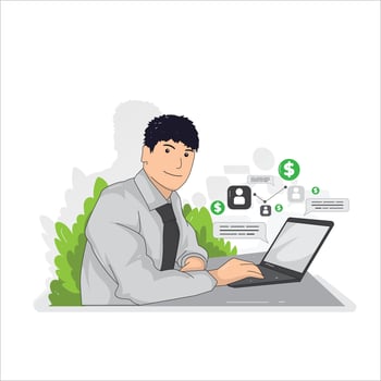 Illustration of a man working in a Finance, Budget, Fund company vector
