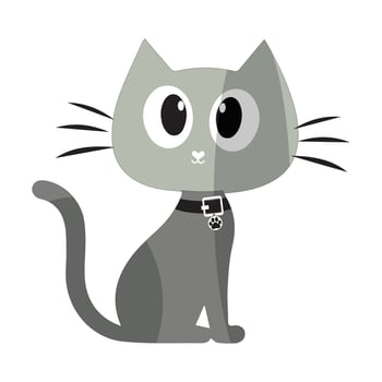 Illustration design of a grey-colored cat with curious expression vector
