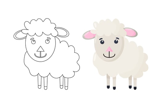 Black and White Cartoon Illustration of Funny Sheep Farm Animal Comic Character Coloring Book Page. vector