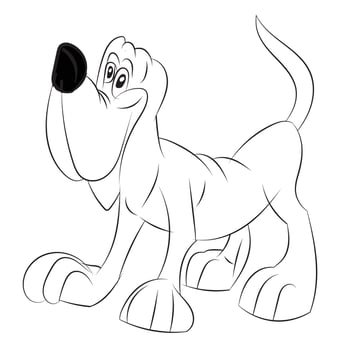 Coloring book dog is a funny laughing and joyful cartoon-style on a white background vector