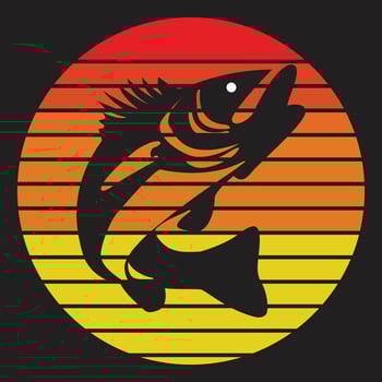 Fishing Vintage Retro Sunset Fish Design T Shirt vector