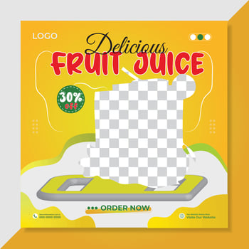 Delicious Fruit Juice Social Media Post design Template. Product Social Media Post design for Ads . vector