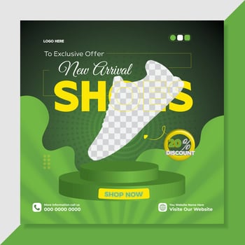 Shoes social media design post banner Design For Business. marketing post design. Exclusive Shoes social media post template vector