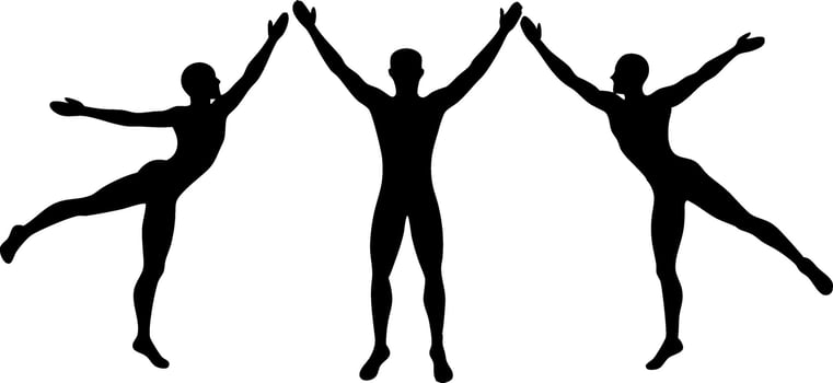 male gymnast silhouettes art vector
