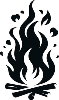 Flames symbols flat style silhouette, fire silhouette vector