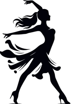 dancing girl black silhouette, Ballet girl isolated on a white background vector