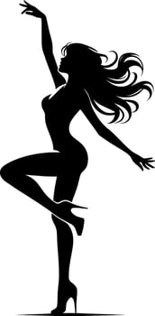 dancing girl black silhouette, Ballet girl isolated on a white background vector