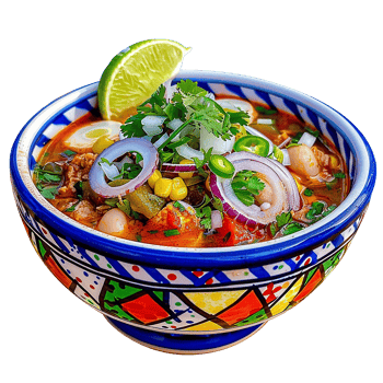 Mexican food - Vibrant Pozole Soup with Fresh Garnishes - salad with vegetables png