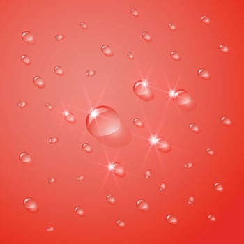 Water drops with a red background. vector