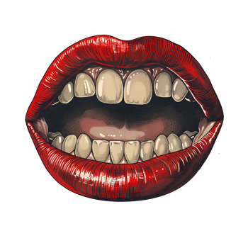 A red mouth with a white tongue and teeth png