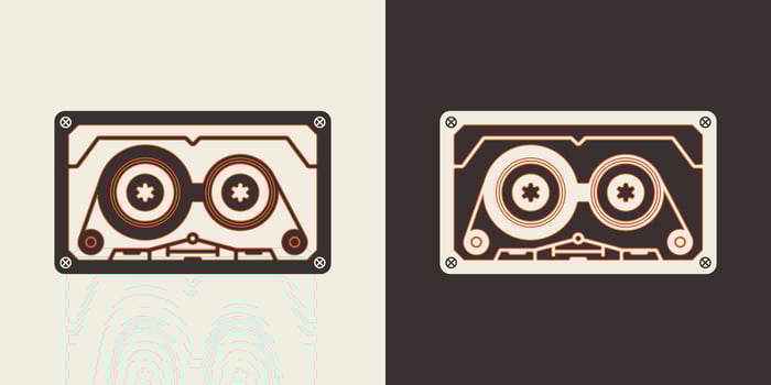 Vintage illustration of a classic cassette tape for printable products. vector
