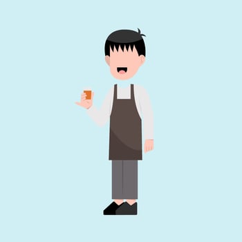 Character Of Little Boy Barista vector