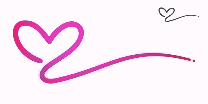 Curved bold signature underline from a pink love, hand drawn vector