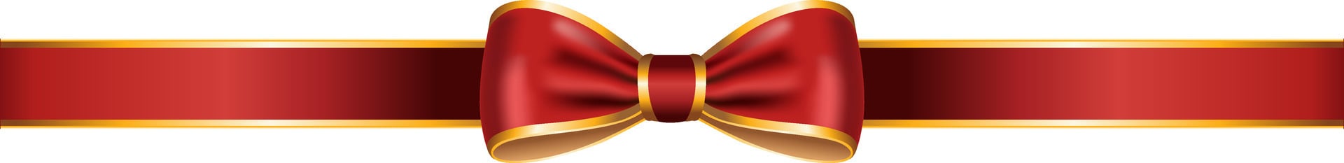 Red ribbon bow has gold trim illustration vector