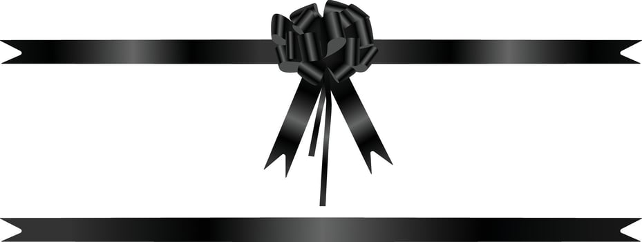 Black bow gift ribbon straight horizontal border vector