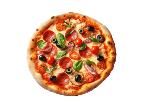 mixed pizza food on up view png