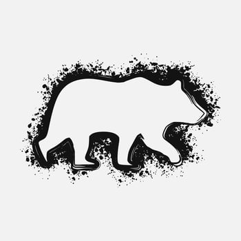 Classic bear image in grunge style. vector