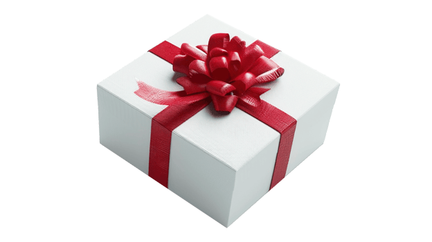 Gift Box with Red Ribbon on Transparent Background - Christmas Present Bow Birthday png
