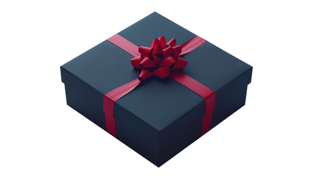 Black Gift Box with Red Ribbon on Transparent Background png