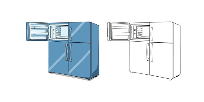 Double Door Refrigerator Cartoon vector