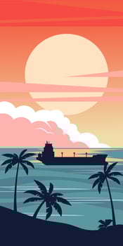 Sunset beach landscape vertical background vector