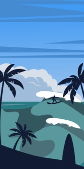Sunset beach landscape vertical background vector