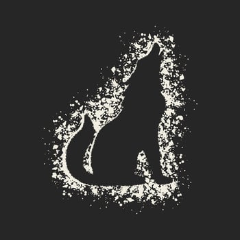Grunge version of a classic barking wolf image. vector