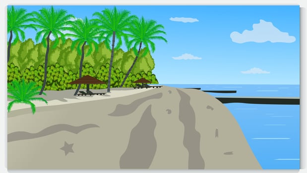 Tropical forest beach flat illustration vector