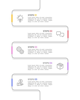 Vertical Infographic thin line design. 5 Steps to business success. Presentation, Marketing, Banner Brochure and Planning. vector
