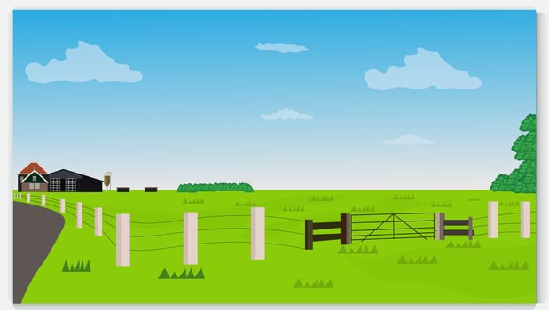Set spring summer landscape rural countryside waterfall. isolated minimal cartoon style, vector