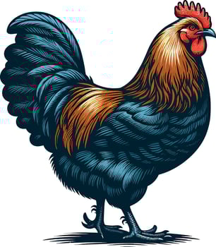 Hen chicken silhouettes rooster poultry farm, egg, meat, broiler icon clipart illustration vector