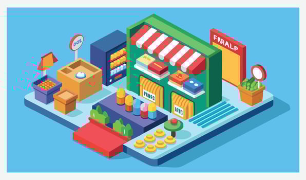 Comprehensive Online Groceries Isometric Illustrations Pack vector