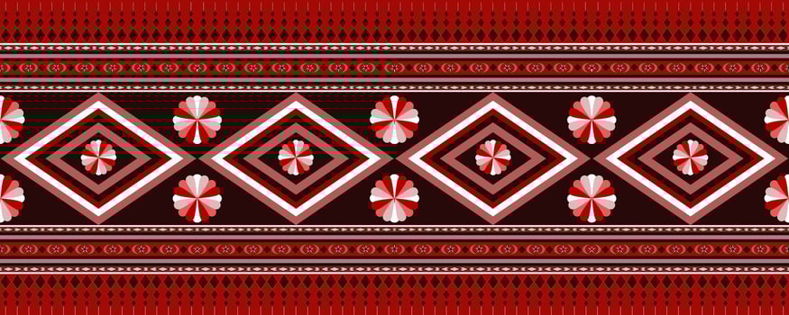 Red Ethnic patterns background embroidery. vector