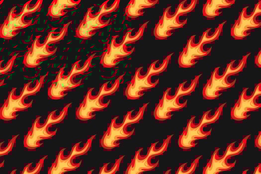 vintage orange yellow fire seamless pattern for print on textile, wrapping,banner, card. abstract fire pattern on black background. old school flaming pattern. groovy flame seamless pattern vector