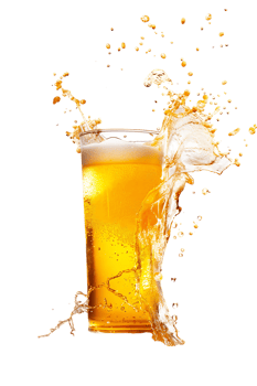 beer glass with a beer splash isolated against a transparent background png
