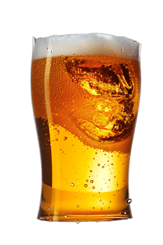 beer glass with a beer splash isolated against a transparent background png