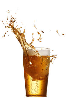 beer glass with a beer splash isolated against a transparent background png