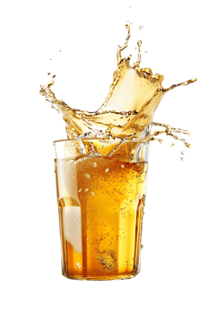 beer glass with a beer splash isolated against a transparent background png