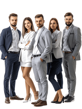 Business team isolated against a transparent background png