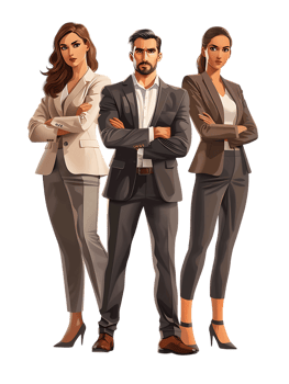 Business team isolated against a transparent background png