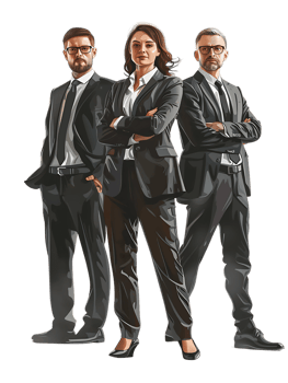 Business team isolated against a transparent background png