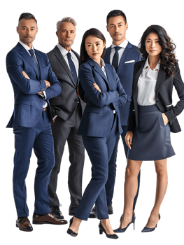 Business team isolated against a transparent background png