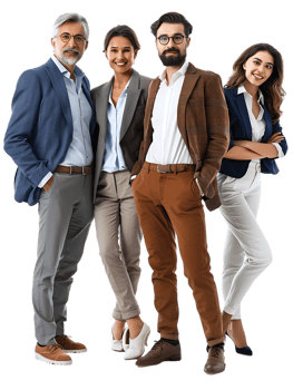 Business team isolated against a transparent background png