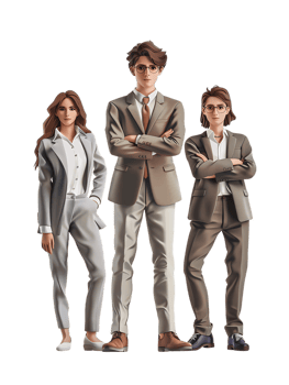 Business team isolated against a transparent background png
