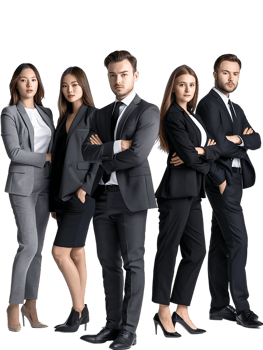 Business team isolated against a transparent background png