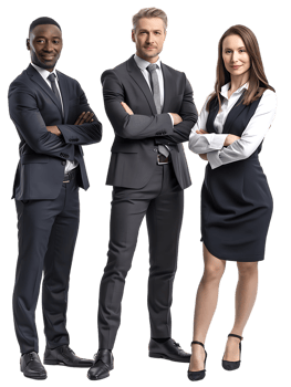 Business team isolated against a transparent background png