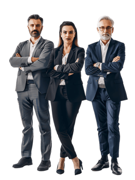 Business team isolated against a transparent background png